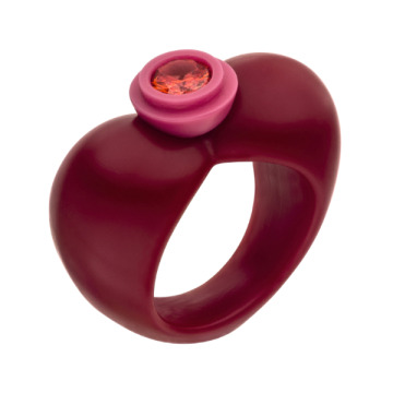 AMALA – Heart Up – Heart ring made of resin with a colored zirconia.
